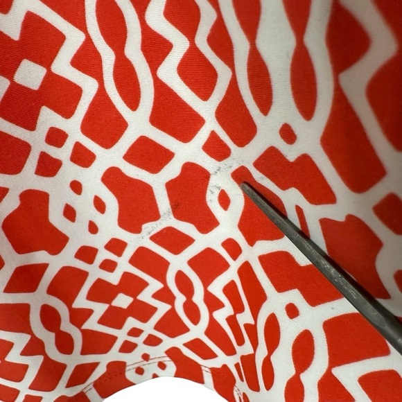 Jude Connally Lisa Geometric Shift Dress Sz Medium Orange White Sleeveless - Picture 7 of 9